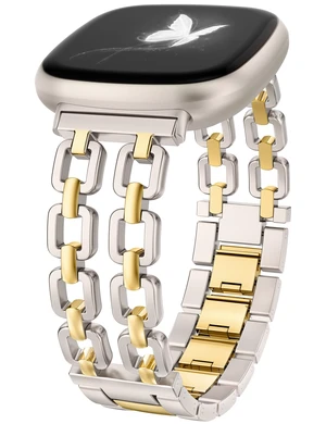 Metal Band Compatible with Fitbit Versa 4 3/Sense 2 1 Bands Women Dressy Chain Strap Designer Stainless Steel Bracelet Wristband for Versa 3 4/Sense 2/Sense Smartwatch Accessories Metal Band Compatible with Fitbit Versa 4 3/Sense 2 1 Bands Women Dressy Chain Strap Designer Stainless Steel Bracelet Wristband for Versa 3 4/Sense 2/Sense Smartwatch Accessories