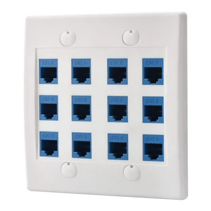 Cat6 Keystone Ethernet Wall Plate Female to Female - White (12 Port) Cat6 Keystone Ethernet Wall Plate Female to Female - White (12 Port)