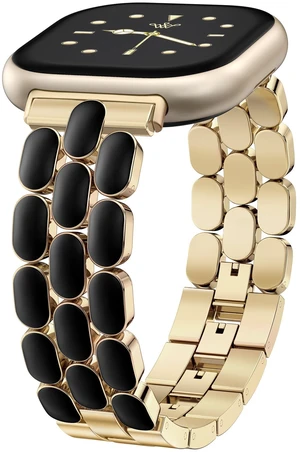 Resin Metal Band Compatible with Fitbit Versa 4 Bands for Women/Sense 2/Sense/Versa 3, Jewelry-Style Dressy Bracelet with No-Tool Adjustment, Elegant Lightweight Strap for Work & Daily Resin Metal Band Compatible with Fitbit Versa 4 Bands for Women/Sense 2/Sense/Versa 3, Jewelry-Style Dressy Bracelet with No-Tool Adjustment, Elegant Lightweight Strap for Work & Daily