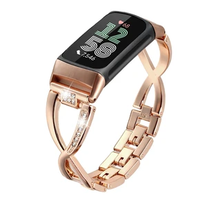 Dressy Bling Bands Compatible with Fitbit Charge 6/5 Women Stainless Steel Replacement Wristbands Dressy Bling Bands Compatible with Fitbit Charge 6/5 Women Stainless Steel Replacement Wristbands