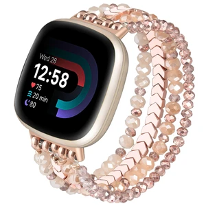 Bracelet Compatible with Fitbit Versa 4 Bands/3/Sense/Sense 2 for Women, Handmade Beaded Elastic Replacement Wristband for Fitbit Versa 4/3/Sense/Sense 2 Smartwatch Bracelet Compatible with Fitbit Versa 4 Bands/3/Sense/Sense 2 for Women, Handmade Beaded Elastic Replacement Wristband for Fitbit Versa 4/3/Sense/Sense 2 Smartwatch
