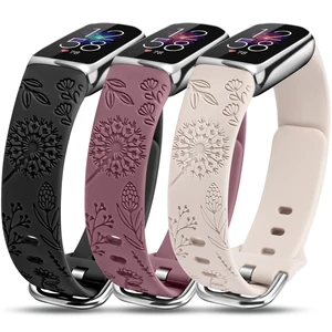 3 Packs Compatible with Fitbit Luxe Bands for Women Soft Silicone Floral Engraved Sport Strap Dandelion Wristband Replacement for Fitbit Luxe Watch Bands/Luxe Special Edition Fitness Tracker 3 Packs Compatible with Fitbit Luxe Bands for Women Soft Silicone Floral Engraved Sport Strap Dandelion Wristband Replacement for Fitbit Luxe Watch Bands/Luxe Special Edition Fitness Tracker
