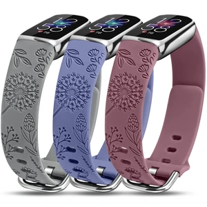 3 Packs Compatible with Fitbit Luxe Bands for Women Soft Silicone Floral Engraved Sport Strap Dandelion Wristband Replacement for Fitbit Luxe Watch Bands/Luxe Special Edition Fitness Tracker 3 Packs Compatible with Fitbit Luxe Bands for Women Soft Silicone Floral Engraved Sport Strap Dandelion Wristband Replacement for Fitbit Luxe Watch Bands/Luxe Special Edition Fitness Tracker