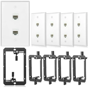 5 Pack Ethernet Wall Outlet 2 Port Cat6 Wall Plate RJ45 Coupler Keystone Jack with Low Voltage Mounting Bracket Network Cables Inline Wires Connector Female to Female Double White 2Port 5 Pack Ethernet Wall Outlet 2 Port Cat6 Wall Plate RJ45 Coupler Keystone Jack with Low Voltage Mounting Bracket Network Cables Inline Wires Connector Female to Female Double White 2Port