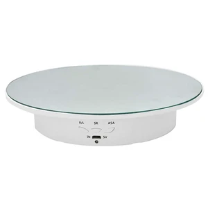 360-Degree Electric Rotating Turntable, Rechargeable Low Noise Adjustable Smooth Rotation Non-Slip Display Stand for Photographic Products (White, 7.8 inches/Load 17 LB/with Mirror Glass) 360-Degree Electric Rotating Turntable, Rechargeable Low Noise Adjustable Smooth Rotation Non-Slip Display Stand for Photographic Products (White, 7.8 inches/Load 17 LB/with Mirror Glass)