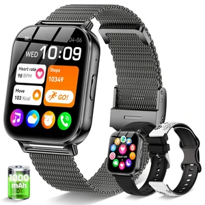Smart Watch for Men Women 1000mAh Battery for iPhone & Android 44MM 3 Bands 30+ Day Battery Life Make/Answer Call Fitness Tracker with Heart Rate Sleep SpO2 Monitor, 120+Sport Mode IP68, Black Smart Watch for Men Women 1000mAh Battery for iPhone & Android 44MM 3 Bands 30+ Day Battery Life Make/Answer Call Fitness Tracker with Heart Rate Sleep SpO2 Monitor, 120+Sport Mode IP68, Black