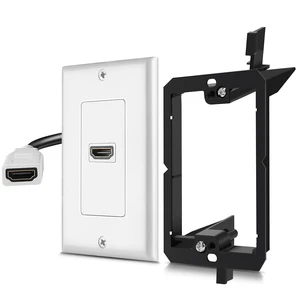1-Port 4K HDMI Wall Plate Pass-Through with Pigtail and Bracket Kit Hdmi Wall Outlet Kit Includes a 4-Inch Pigtail and 1-Gang Low-Voltage Bracket; Supports Arc/Earc, Hec and Up to 18 Gbps 1-Port 4K HDMI Wall Plate Pass-Through with Pigtail and Bracket Kit Hdmi Wall Outlet Kit Includes a 4-Inch Pigtail and 1-Gang Low-Voltage Bracket; Supports Arc/Earc, Hec and Up to 18 Gbps
