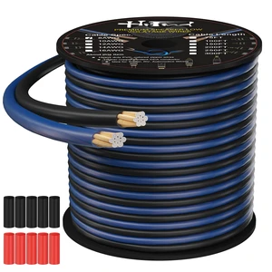 8 Gauge AWG 2 Conductor Speaker Wire Spool 150 FT Blue & Black, Ultra Flexible CCA Power & Ground Zipper Parallel Battery Cable, for Car Audio Subwoofer Amplifier RV Marine DIY+Heat Shrink Tubes 8 Gauge AWG 2 Conductor Speaker Wire Spool 150 FT Blue & Black, Ultra Flexible CCA Power & Ground Zipper Parallel Battery Cable, for Car Audio Subwoofer Amplifier RV Marine DIY+Heat Shrink Tubes