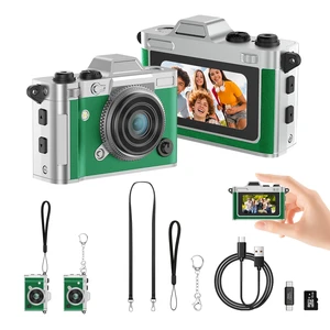 Retro Mini Digital Camera Keychain, 2K HD, 16GB Card, Green Leather-Wrapped Zinc Alloy Body, 2MP Photos, Built-In Flash, 6 Color Filters, OTG Transfer, For Travel, Vlogging And Memories Retro Mini Digital Camera Keychain, 2K HD, 16GB Card, Green Leather-Wrapped Zinc Alloy Body, 2MP Photos, Built-In Flash, 6 Color Filters, OTG Transfer, For Travel, Vlogging And Memories