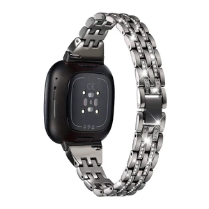 Bling Bands Compatible with Fitbit Versa 4/Sense 2/Versa 3/Sense, Women Dressy Slim Bracelet Metal Replacement Wristbands Bling Bands Compatible with Fitbit Versa 4/Sense 2/Versa 3/Sense, Women Dressy Slim Bracelet Metal Replacement Wristbands