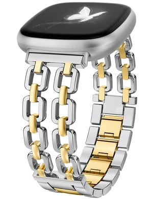 Metal Band Compatible with Fitbit Versa 4 3/Sense 2 1 Bands Women Dressy Chain Strap Designer Stainless Steel Bracelet Wristband for Versa 3 4/Sense 2/Sense Smartwatch Accessories Metal Band Compatible with Fitbit Versa 4 3/Sense 2 1 Bands Women Dressy Chain Strap Designer Stainless Steel Bracelet Wristband for Versa 3 4/Sense 2/Sense Smartwatch Accessories