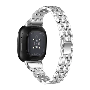 Bling Bands Compatible with Fitbit Versa 4/Sense 2/Versa 3/Sense, Women Dressy Slim Bracelet Metal Replacement Wristbands Bling Bands Compatible with Fitbit Versa 4/Sense 2/Versa 3/Sense, Women Dressy Slim Bracelet Metal Replacement Wristbands