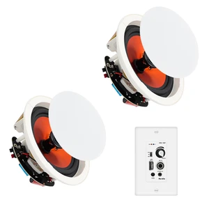 8 Inch Bluetooth Ceiling Speaker System, 400W Peak in-Ceiling Speakers with 2-Channel Wall Amplifier, Flush Mount Home Audio for Living Room, Office, Kitchen & Covered PatioPair 8 Inch Bluetooth Ceiling Speaker System, 400W Peak in-Ceiling Speakers with 2-Channel Wall Amplifier, Flush Mount Home Audio for Living Room, Office, Kitchen & Covered PatioPair