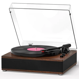 Vinyl Record Player Bluetooth Turntable 3-Speed LP Player Full-Size Platter with Bluetooth Input, Built-in Speakers, Counterweight & Auto-Stop with RCA/AUX Out, Tan(No BT Transmission) Vinyl Record Player Bluetooth Turntable 3-Speed LP Player Full-Size Platter with Bluetooth Input, Built-in Speakers, Counterweight & Auto-Stop with RCA/AUX Out, Tan(No BT Transmission)