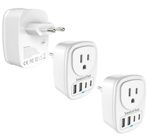 European Plug Adapter Type C International Power Adaptor Travel Cruise Essentials with USB Outlet 2 Pack, European to US Plug Adapter Converter Charger Block Multiple Ports European Plug Adapter Type C International Power Adaptor Travel Cruise Essentials with USB Outlet 2 Pack, European to US Plug Adapter Converter Charger Block Multiple Ports
