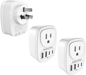 Type I Australian Plug Adapter New Zealand Power Adapter 2 Pack, 3 Prong Adapter with USB Outlet Converter US Outlet for Argentina Travel Cruise Type I Australian Plug Adapter New Zealand Power Adapter 2 Pack, 3 Prong Adapter with USB Outlet Converter US Outlet for Argentina Travel Cruise