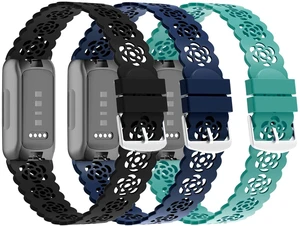 3-Pack Slim Silicone Bands Compatible with Fitbit Inspire 3/Inspire 2/Inspire HR/Inspire, Lace Silicone Thin Narrow Rose Hollowed-out Sports Replacement Wristband Strap 3-Pack Slim Silicone Bands Compatible with Fitbit Inspire 3/Inspire 2/Inspire HR/Inspire, Lace Silicone Thin Narrow Rose Hollowed-out Sports Replacement Wristband Strap