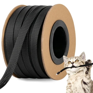 100ft 1/2 Inches Braided Wire Loom Automotive PET Cable Loom Expandable Braided Cable Sleeving Mesh Wire Loom for TV, Computer, Home Theater, Black 100ft 1/2 Inches Braided Wire Loom Automotive PET Cable Loom Expandable Braided Cable Sleeving Mesh Wire Loom for TV, Computer, Home Theater, Black