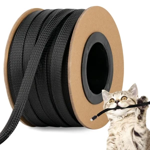 100ft 3/8 Inches Braided Wire Loom Automotive PET Cable Loom Expandable Braided Cable Sleeving Mesh Wire Loom for TV, Computer, Home Theater, Black 100ft 3/8 Inches Braided Wire Loom Automotive PET Cable Loom Expandable Braided Cable Sleeving Mesh Wire Loom for TV, Computer, Home Theater, Black