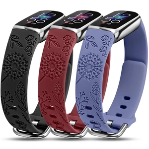 3 Packs Compatible with Fitbit Luxe Bands for Women Soft Silicone Floral Engraved Sport Strap Dandelion Wristband Replacement for Fitbit Luxe Watch Bands/Luxe Special Edition Fitness Tracker 3 Packs Compatible with Fitbit Luxe Bands for Women Soft Silicone Floral Engraved Sport Strap Dandelion Wristband Replacement for Fitbit Luxe Watch Bands/Luxe Special Edition Fitness Tracker