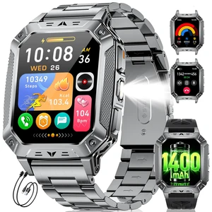 Military Smart Watch for Men, 2.01" Large Screen with Flashlight, 100Day Long Battery, Answer/Make Calls, 100+ Sports Modes, IP68 Waterproof Outdoor Fitness Tracker for Android & iPhone Military Smart Watch for Men, 2.01" Large Screen with Flashlight, 100Day Long Battery, Answer/Make Calls, 100+ Sports Modes, IP68 Waterproof Outdoor Fitness Tracker for Android & iPhone