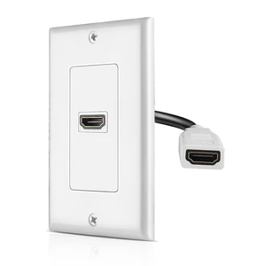 1-Port HDMI Wall Plate, 4K Pass-Through Outlet with Pigtail Cable Single-Gang Hdmi Faceplate Supports Arc/Earc, Ethernet and 18 Gbps; 4-Inch Rear Pigtail Simplifies In-Wall Connections 1-Port HDMI Wall Plate, 4K Pass-Through Outlet with Pigtail Cable Single-Gang Hdmi Faceplate Supports Arc/Earc, Ethernet and 18 Gbps; 4-Inch Rear Pigtail Simplifies In-Wall Connections