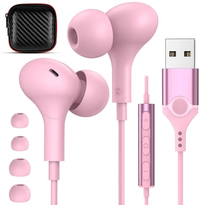USB Headphones with Mic for Laptop PC, 7.5ft Magnetic Wired Earbuds Pink Noise Isolation in-Ear Earphones with Mute Volume Control Stereo Bass for Dell/HP/Acer/Chromebook/Desktop/Zoom Meeting/School USB Headphones with Mic for Laptop PC, 7.5ft Magnetic Wired Earbuds Pink Noise Isolation in-Ear Earphones with Mute Volume Control Stereo Bass for Dell/HP/Acer/Chromebook/Desktop/Zoom Meeting/School