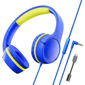 Kids Headphones with Mic, 85/94dB Volume Limit, 3.5mm & USB-C Foldable over-ear design offers comfortable listening for school, online learning, homework, travel, and everyday use Kids Headphones with Mic, 85/94dB Volume Limit, 3.5mm & USB-C Foldable over-ear design offers comfortable listening for school, online learning, homework, travel, and everyday use