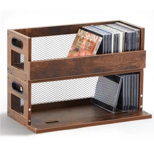2 Set Retro CD Storage Box, Holds 72 CDs(36 Each),Vintage Brown Metal & Wood CD Shelf Holder with Magnetic Front Flap and Handles, Cassette Tape,DVD,Movie Cases Rack Organizer 2 Set Retro CD Storage Box, Holds 72 CDs(36 Each),Vintage Brown Metal & Wood CD Shelf Holder with Magnetic Front Flap and Handles, Cassette Tape,DVD,Movie Cases Rack Organizer