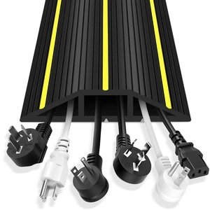 Floor Cord Cover, 6 Ft Heavy Duty Cable Cover Protector 3 Channels Extension Wire Covers for Floor Cord Hider Management for Home Office or Outdoor Settings, Easy to Unroll Floor Cord Cover, 6 Ft Heavy Duty Cable Cover Protector 3 Channels Extension Wire Covers for Floor Cord Hider Management for Home Office or Outdoor Settings, Easy to Unroll