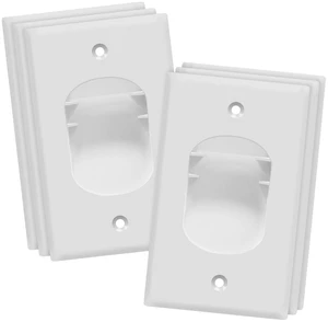 Recessed Low Voltage Cable Wall Plate for Home Theaters, Size 1-Gang 4.50" x 2.75", Polycarbonate Thermoplastic, TG8881-6PCS, White, 6 pack Recessed Low Voltage Cable Wall Plate for Home Theaters, Size 1-Gang 4.50" x 2.75", Polycarbonate Thermoplastic, TG8881-6PCS, White, 6 pack