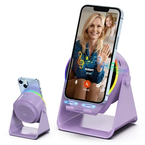Wireless Induction Speaker,Bluetooth Speaker with Phone Stand No Pairing Needed, RGB Light, Stereo Sound, 360° Adjustable Holder for iPhone/Android,Cool Tech Gift for Adults Teens(Purple) Wireless Induction Speaker,Bluetooth Speaker with Phone Stand No Pairing Needed, RGB Light, Stereo Sound, 360° Adjustable Holder for iPhone/Android,Cool Tech Gift for Adults Teens(Purple)