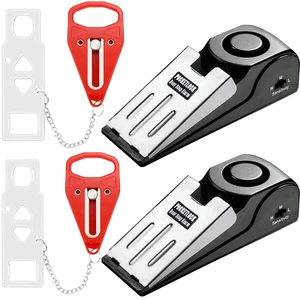 Portable Door Lock + Door Stop Alarm Set Travel Safety Kit for Hotel Rooms, Home, Dorms & Apartments (Red, 2-Pack - 2 Locks + 2 Alarms) Portable Door Lock + Door Stop Alarm Set Travel Safety Kit for Hotel Rooms, Home, Dorms & Apartments (Red, 2-Pack - 2 Locks + 2 Alarms)