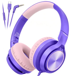 Kids Headphones for School Travel with Upgrade USB C&3.5MM Jack Safe Volume 94dB, with Mic HD Stereo Sound Foldable On-Ear Headphones for Boys/Girls/Students/Tablet/Travel Purple Kids Headphones for School Travel with Upgrade USB C&3.5MM Jack Safe Volume 94dB, with Mic HD Stereo Sound Foldable On-Ear Headphones for Boys/Girls/Students/Tablet/Travel Purple