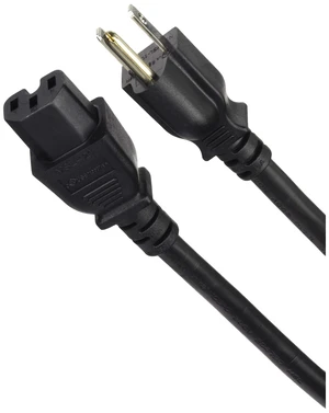 Heavy Duty Power Cord - NEMA 5-15P to IEC 60320 C15, 15 Amp, 1875 Watt, SJT, 125 Volt, 14AWG, 15 Feet, Black Heavy Duty Power Cord - NEMA 5-15P to IEC 60320 C15, 15 Amp, 1875 Watt, SJT, 125 Volt, 14AWG, 15 Feet, Black