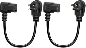 Short 1Foot Nema 5-15P Right Angle to IEC 320 C13 Right Angled Power Cord, US 3-Prong Male to Right Angle IEC Female AC Power Cord, SJT 16AWG (Pack of 2) Short 1Foot Nema 5-15P Right Angle to IEC 320 C13 Right Angled Power Cord, US 3-Prong Male to Right Angle IEC Female AC Power Cord, SJT 16AWG (Pack of 2)