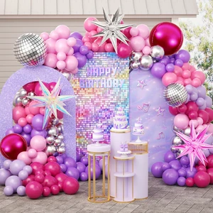172Pcs K-Pop Music Balloon Arch Kit, Metallic Silver Purple Pink Balloons Garland with Iridescent Star Disco Foils Balloons for Concert-Style Birthday Idol Showcase Fan Support Party Decor 172Pcs K-Pop Music Balloon Arch Kit, Metallic Silver Purple Pink Balloons Garland with Iridescent Star Disco Foils Balloons for Concert-Style Birthday Idol Showcase Fan Support Party Decor