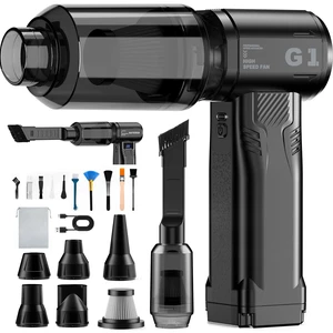 Compressed Air Duster and Vacuum, 4-in-1 Cordless Mini Electric Blower 300,000RPM Rechargeable Dust Gun, High-Power Car Vacuum Cleaner for Pet Hair/PC/Office, 4-Gear Adjustable Handheld Turbo Fan Compressed Air Duster and Vacuum, 4-in-1 Cordless Mini Electric Blower 300,000RPM Rechargeable Dust Gun, High-Power Car Vacuum Cleaner for Pet Hair/PC/Office, 4-Gear Adjustable Handheld Turbo Fan