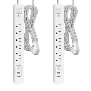 2 Pack Power Strip Surge Protector 6 Outlets with 3USB Ports White 10Ft Extension Cord, 1 USB C, 1875W/15A, Flat Plug, Wall Mount Desk Charging Station for Home Office, Dorm Room 2 Pack Power Strip Surge Protector 6 Outlets with 3USB Ports White 10Ft Extension Cord, 1 USB C, 1875W/15A, Flat Plug, Wall Mount Desk Charging Station for Home Office, Dorm Room