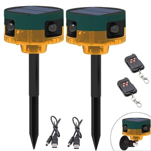 Solar Outdoor Motion Sensor Alarm: Dog Barking&Gunshot Sound, 129db Loud Siren, Support Recording, 13 Kinds of Sound Strobe Light with USB, Say Goodbye to Unwanted Intruders (2 Pack) Solar Outdoor Motion Sensor Alarm: Dog Barking&Gunshot Sound, 129db Loud Siren, Support Recording, 13 Kinds of Sound Strobe Light with USB, Say Goodbye to Unwanted Intruders (2 Pack)