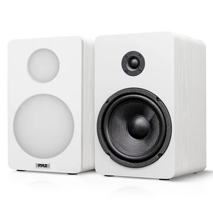 6.5 Bookshelf Speakers - Pair of Wired Bookshelf Speakers with Wall Mount Brackets, 2-Way HiFi Home Theater with Fiberglass Cone, Soft Dome Tweeter, Compact Design, 11.7 x 7 x 6.5, White 6.5 Bookshelf Speakers - Pair of Wired Bookshelf Speakers with Wall Mount Brackets, 2-Way HiFi Home Theater with Fiberglass Cone, Soft Dome Tweeter, Compact Design, 11.7 x 7 x 6.5, White
