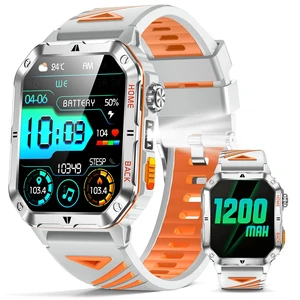Military Smarty Watch for Men, 2.01" Smartwatch with 1200mAh Battery, Flashlight, Answer/Make Calls, Heart Rate/Sleep Monitor 100+ Sport Modes Fitness Tracker for Android/iPhone Military Smarty Watch for Men, 2.01" Smartwatch with 1200mAh Battery, Flashlight, Answer/Make Calls, Heart Rate/Sleep Monitor 100+ Sport Modes Fitness Tracker for Android/iPhone