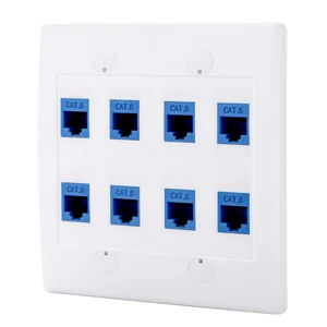 Cat6 Keystone Ethernet Wall Plate Female to Female - White (8 Port) Cat6 Keystone Ethernet Wall Plate Female to Female - White (8 Port)