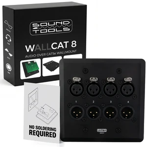 WallCAT 8 4 Channel XLR Wall Plate 2 Gang Black Brushed Aluminum Solderless Installation Fits Standard 4 Inch Junction Boxes Supports Analog Audio AES3 DMX Intercom Male/Female WallCAT 8 4 Channel XLR Wall Plate 2 Gang Black Brushed Aluminum Solderless Installation Fits Standard 4 Inch Junction Boxes Supports Analog Audio AES3 DMX Intercom Male/Female