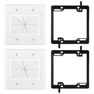 2 Gang Wall Plate with Low Voltage Mounting Bracket, 2 Pair, Silicone Pass Through in Wall Hider, Cable Management Kit for HDMI Cables, Ethernet Cables, HDTV Home Theater System 2 Gang Wall Plate with Low Voltage Mounting Bracket, 2 Pair, Silicone Pass Through in Wall Hider, Cable Management Kit for HDMI Cables, Ethernet Cables, HDTV Home Theater System