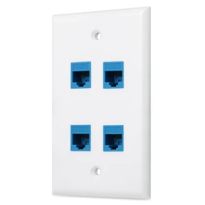 Ethernet Wall Plate 4 Port, Cat 6 Ethernet Wall Outlet Female-Female, Compatible with Cat7/6/6e/5/5e RJ45 Jack Keystone Inline Coupler Wallplate Devices - Ethernet Plug In Wall Outlet - Blue Ethernet Wall Plate 4 Port, Cat 6 Ethernet Wall Outlet Female-Female, Compatible with Cat7/6/6e/5/5e RJ45 Jack Keystone Inline Coupler Wallplate Devices - Ethernet Plug In Wall Outlet - Blue