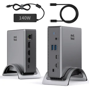 Laptop Docking Station, 9in1 Dock with Detachable USBC Hub 3 Display USB C Dock 2 DP&HDMI,140W PD Charger,2*3.0 USB-A,10Gbps,Gigabit Ethernet,Audio/Mic for Dell/Lenovo/HP Home Office Laptop Docking Station, 9in1 Dock with Detachable USBC Hub 3 Display USB C Dock 2 DP&HDMI,140W PD Charger,2*3.0 USB-A,10Gbps,Gigabit Ethernet,Audio/Mic for Dell/Lenovo/HP Home Office