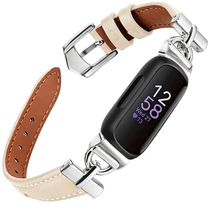 Leather Bands Compatible with Fitbit Inspire 3 Bands,Beige/Silver Replacement,D-Shaped,Watch,Straps,Soft,Wristband,for Fitbit Inspire 3 Fitness,Tracker,Women&Men Leather Bands Compatible with Fitbit Inspire 3 Bands,Beige/Silver Replacement,D-Shaped,Watch,Straps,Soft,Wristband,for Fitbit Inspire 3 Fitness,Tracker,Women&Men