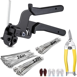 305 Pack Stainless Steel Cable Tie Gun Kit, 300 Pcs 8/11.8/16 Inch Metal Zip Ties (100 of Each), Adjustable Fastening and Cutting Tools for Fence, Chain Link Fence, Pipe, Industrial Use 305 Pack Stainless Steel Cable Tie Gun Kit, 300 Pcs 8/11.8/16 Inch Metal Zip Ties (100 of Each), Adjustable Fastening and Cutting Tools for Fence, Chain Link Fence, Pipe, Industrial Use