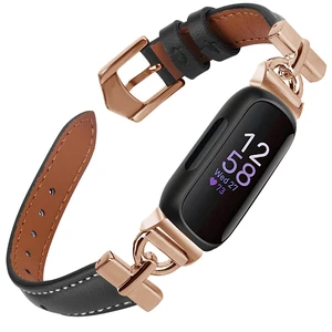 Leather Bands Compatible with Fitbit Inspire 3 Bands,Black/Rose Gold Replacement,D-Shaped,Watch,Straps,Soft,Wristband,for Fitbit Inspire 3 Fitness,Tracker,Women&Men Leather Bands Compatible with Fitbit Inspire 3 Bands,Black/Rose Gold Replacement,D-Shaped,Watch,Straps,Soft,Wristband,for Fitbit Inspire 3 Fitness,Tracker,Women&Men